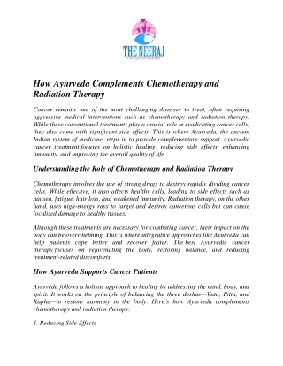 How Ayurveda Complements Chemotherapy and Radiation Therapy
