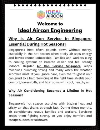 Why is Air Con Service in Singapore Essential During Hot Seasons?