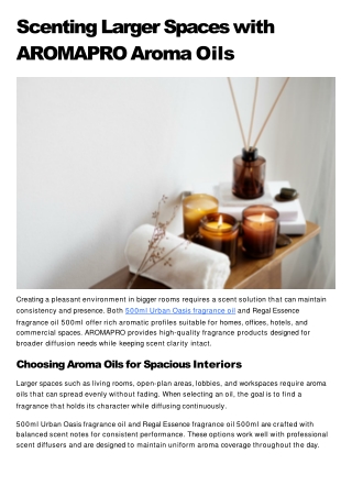 Scenting Larger Spaces with AROMAPRO Aroma Oils