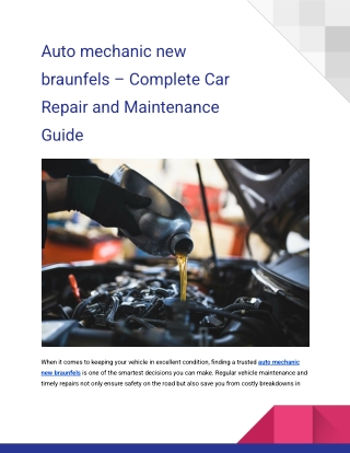 Auto mechanic new braunfels – Complete Car Repair and Maintenance Guide