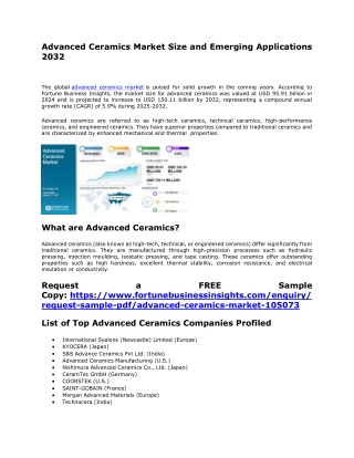 Advanced Ceramics Market Global Share and Demand Forecast 2032