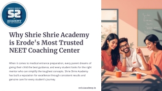 Why Shrie Shrie Academy is Considered the Top NEET Coaching Center in Erode by Parents and Students