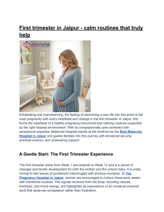 First trimester in Jaipur—Calm Routines that Truly Help
