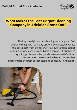 What Makes the Best Carpet Cleaning Company in Adelaide Stand Out