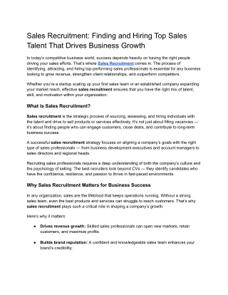 Sales Recruitment_ Finding and Hiring Top Sales Talent That Drives Business Growth