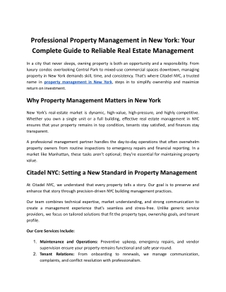 Professional Property Management in New York: Your Complete Guide
