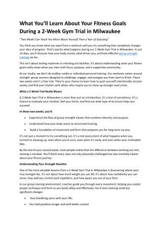 2-Week Gym Trial in Milwaukee