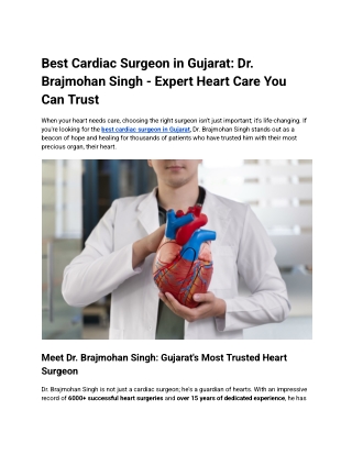 Best Cardiac Surgeon in Gujarat | Dr. Brajmohan Singh – Heart Specialist