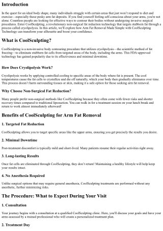 Arm Fat Removal Made Simple with CoolSculpting Technology