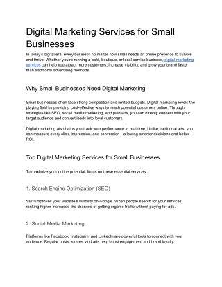 Digital Marketing Services for Small Businesses