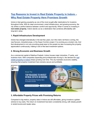 Top Reasons to Invest in Real Estate Property in Indore