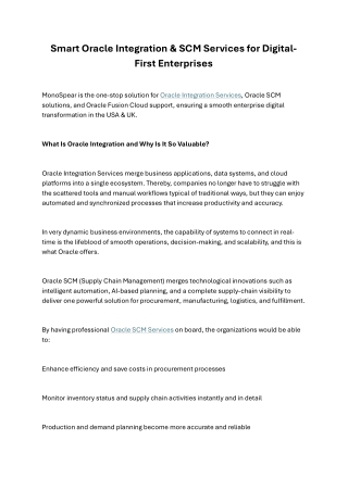Smart‍‌‍‍‌‍‌‍‍‌ Oracle Integration and SCM Services for Digital-First Enterprises