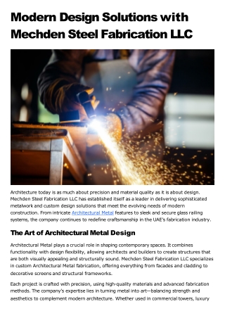 Modern Design Solutions with Mechden Steel Fabrication LLC