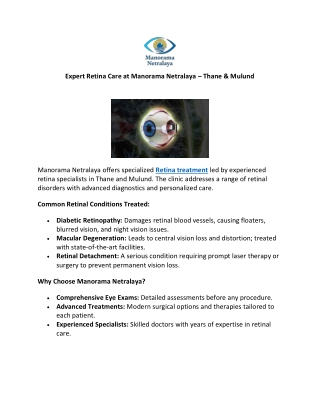 Expert Retina Treatment in Mumbai