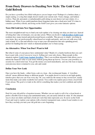 From Dusty Drawers to Dazzling New Style The Gold Coast Gold Refresh