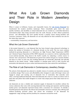 What Are Lab Grown Diamonds and Their Role in Modern Jewellery Design