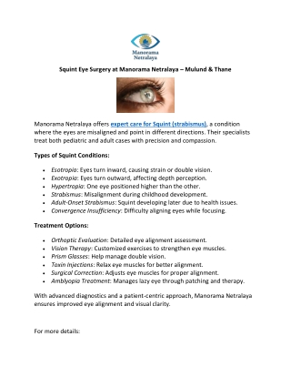 Expert Squint Surgery treatment