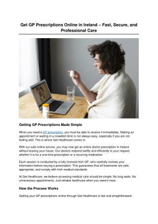 Get GP Prescriptions Online in Ireland – Fast, Secure, and Professional Care