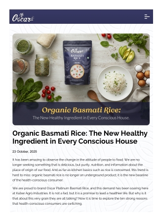 Organic Basmati Rice: Pure, Healthy &amp; Flavorful Choice