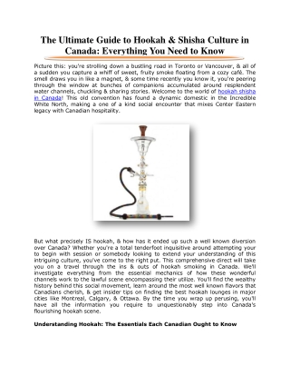 The Ultimate Guide to Hookah & Shisha Culture in Canada Everything You Need to Know