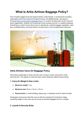 What Is Arkia Airlines Baggage Policy?