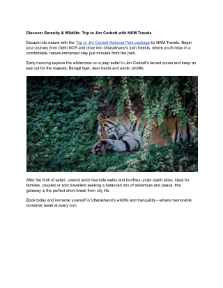 Discover Serenity & Wildlife_ Trip to Jim Corbett with NKM Travels