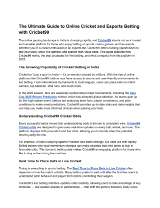The Ultimate Guide to Online Cricket and Esports Betting with Cricb