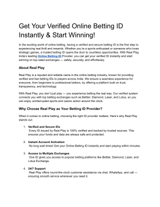 Get Your Verified Online Betting ID Instantly & Start Winning!