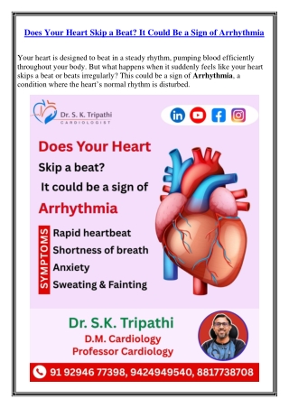 Does Your Heart Skip a Beat? It Could Be a Sign of Arrhythmia