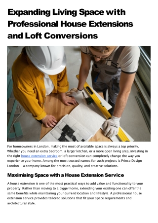 Expanding Living Space with Professional House Extensions and Loft Conversions