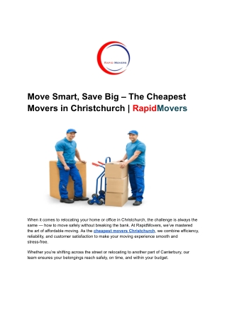 Move Smart, Save Big – The Cheapest Movers in Christchurch _ RapidMovers