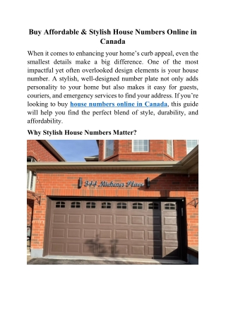 Buy Affordable & Stylish House Numbers Online in Canada