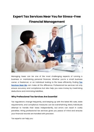 Expert Tax Services Near You for Stress-Free Financial Management