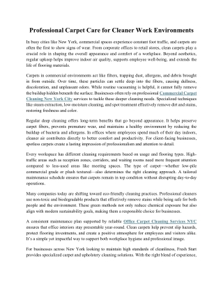 Professional Carpet Care for Cleaner Work Environments