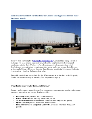 Semi Trailer Rental Near Me