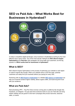 SEO vs Paid Ads – What Works Best for Businesses in Hyderabad