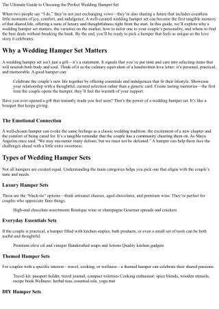The Ultimate Guide to Choosing the Perfect Wedding Hamper Set