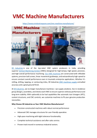 VMC Machine Manufacturers