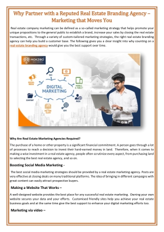 Why Partner with a Reputed Real Estate Branding Agency