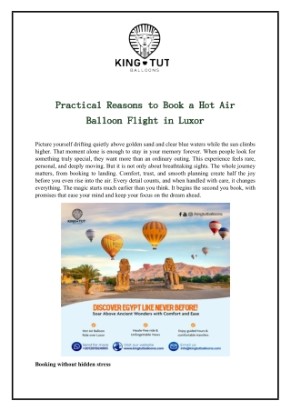 Practical Reasons to Book a Hot Air Balloon Flight in Luxor