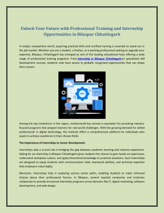 Unlock Your Future with Professional Training and Internship Opportunities in Bi