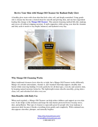 Revive Your Skin with Mango Oil Cleanser for Radiant Daily Glow