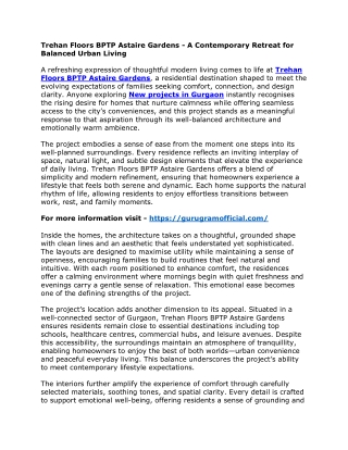 Trehan Floors BPTP Astaire Gardens - A Contemporary Retreat for Balanced Urban Living