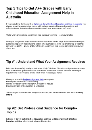 Top 5 Tips to Get A   Grades with Early Childhood Education Assignment Help in A