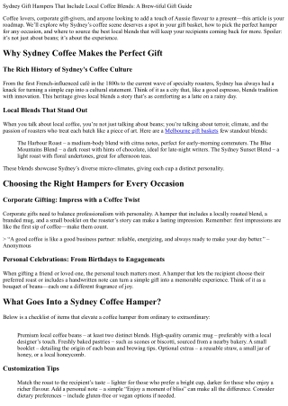 Sydney Gift Hampers That Include Local Coffee Blends: A Brew‑tiful Gift Guide