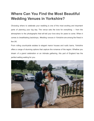 Where Can You Find the Most Beautiful Wedding Venues in Yorkshire?