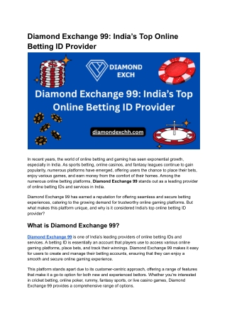 Diamond Exchange 99_ India’s Top Online Betting ID Provider