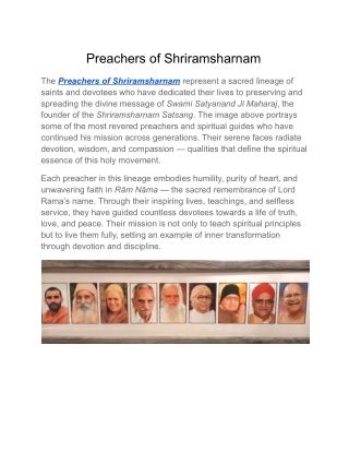 Preachers of Shriramsharnam