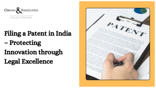 Filing a Patent in India – Safeguarding Innovation with Expert Legal Guidance