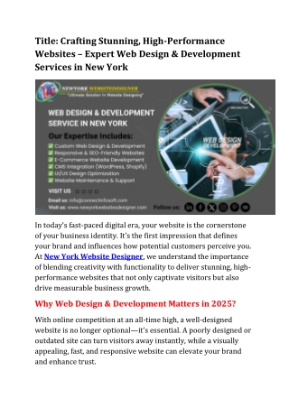 Expert Web Design and Development Services in New York - NewYork Website Designe